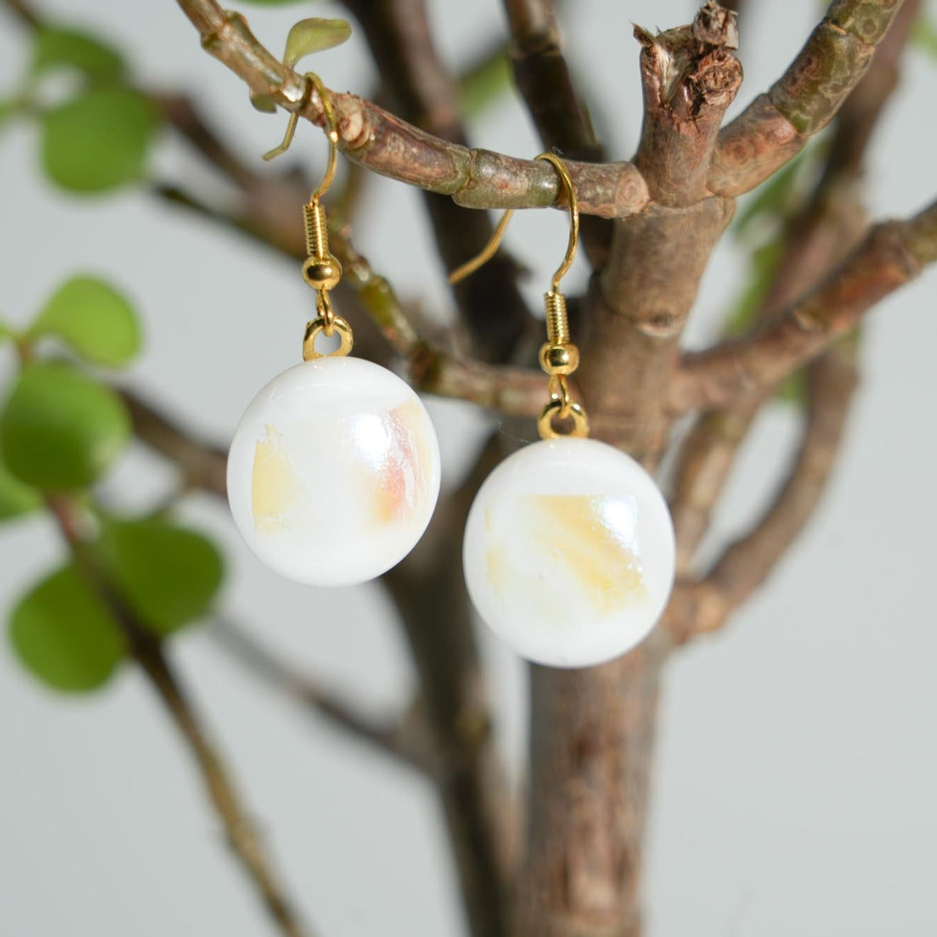 White amber earrings sale